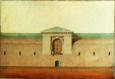 Exterior elevation of the New Lublin Gate - painted in water-color by Jan Paweł Lelewel..   